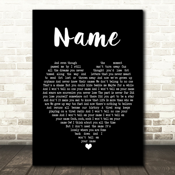 Goo Goo Dolls Name Black Heart Song Lyric Quote Print