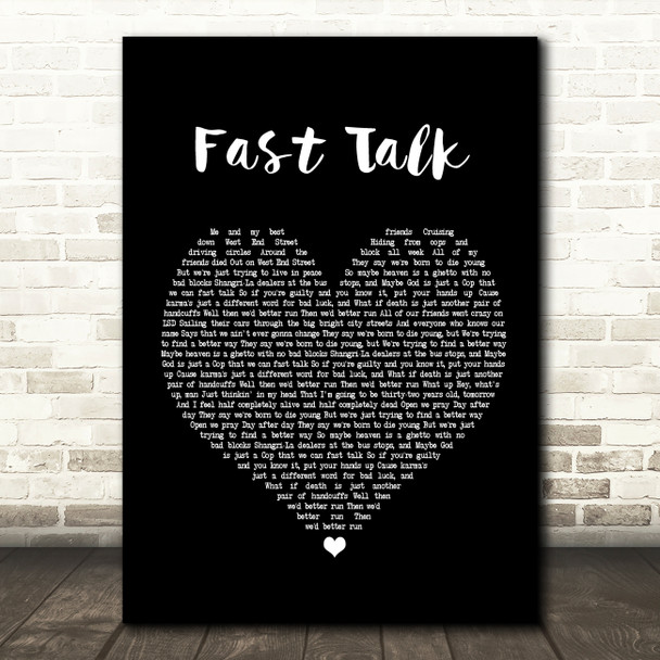 Houses Fast Talk Black Heart Song Lyric Quote Print