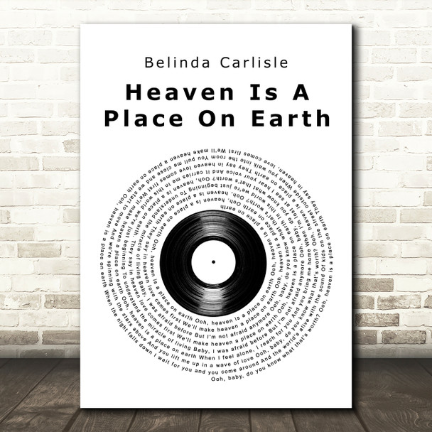 Belinda Carlisle Heaven Is a Place on Earth Vinyl Record Decorative Gift Song Lyric Print