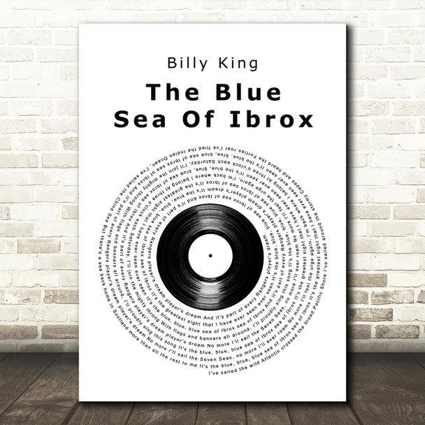 Billy King The Blue Sea Of Ibrox Vinyl Record Decorative Wall Art Gift Song Lyric Print