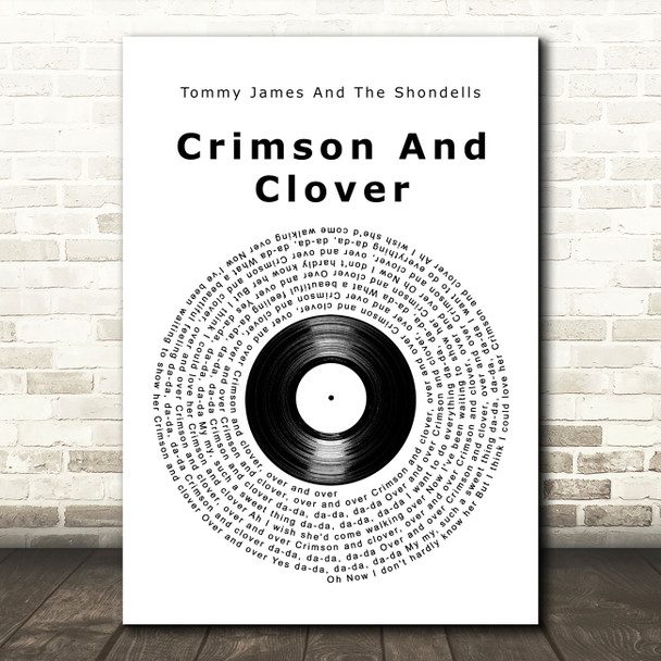 Tommy James And The Shondells Crimson And Clover Vinyl Record Wall Art Song Lyric Print