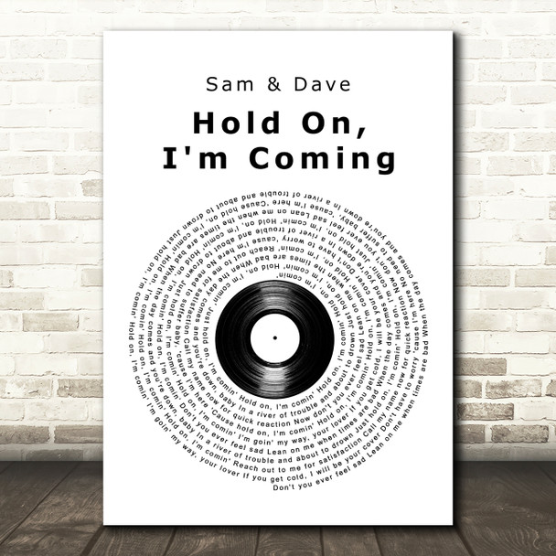 Dave & Sam Hold On, I'm Coming Vinyl Record Decorative Wall Art Gift Song Lyric Print