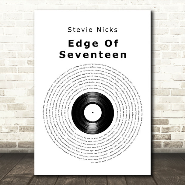 Stevie Nicks Edge Of Seventeen Vinyl Record Decorative Wall Art Gift Song Lyric Print
