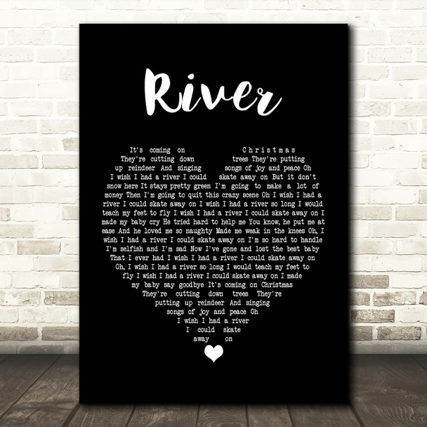 Joni Mitchell River Black Heart Song Lyric Quote Print