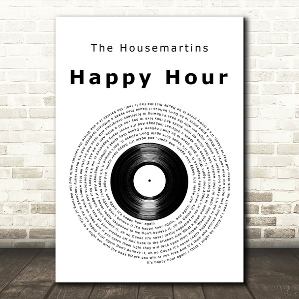 The Housemartins Happy Hour Vinyl Record Decorative Wall Art Gift Song Lyric Print