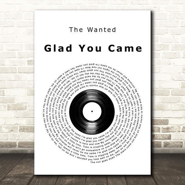 The Wanted Glad You Came Vinyl Record Decorative Wall Art Gift Song Lyric Print