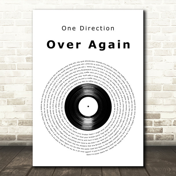 One Direction Over Again Vinyl Record Decorative Wall Art Gift Song Lyric Print