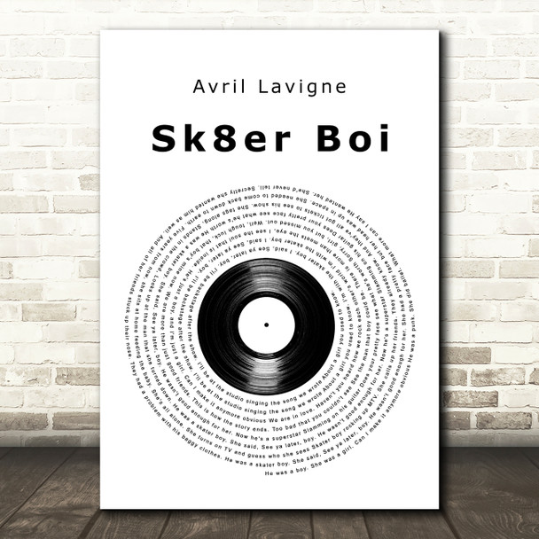 Avril Lavigne Sk8er Boi Vinyl Record Decorative Wall Art Gift Song Lyric Print