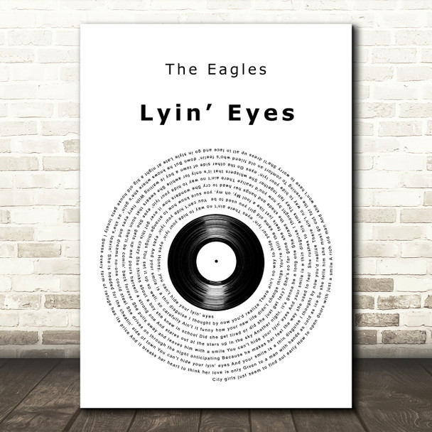 The Eagles Lyin Eyes Vinyl Record Decorative Wall Art Gift Song Lyric Print