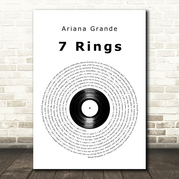 Ariana Grande 7 Rings Vinyl Record Decorative Wall Art Gift Song Lyric Print