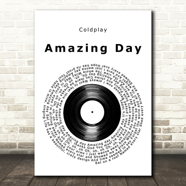 Coldplay Amazing Day Vinyl Record Decorative Wall Art Gift Song Lyric Print
