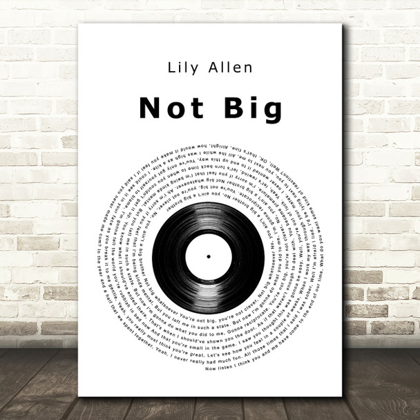 Lily Allen Not Big Vinyl Record Decorative Wall Art Gift Song Lyric Print