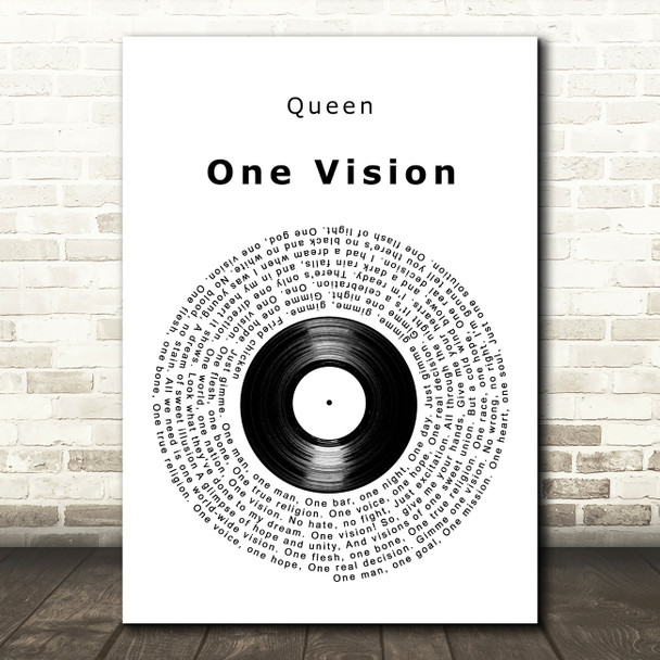 Queen One Vision Vinyl Record Decorative Wall Art Gift Song Lyric Print