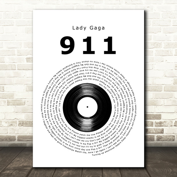 Lady Gaga 911 Vinyl Record Decorative Wall Art Gift Song Lyric Print