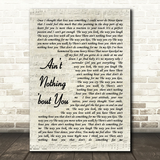 Brooks and Dunn Aint Nothing bout You Vintage Script Decorative Wall Art Gift Song Lyric Print