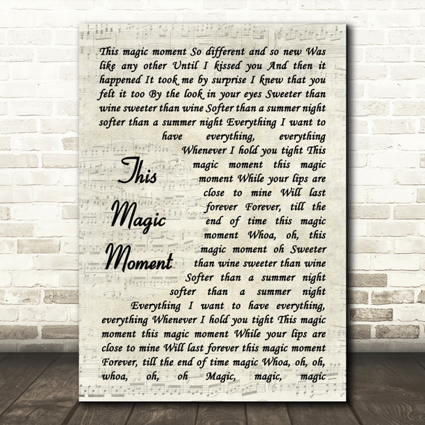 Jay and the Americans This Magic Moment Vintage Script Decorative Wall Art Gift Song Lyric Print