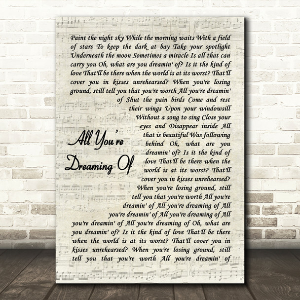 Liam Gallagher All You're Dreaming Of Vintage Script Decorative Wall Art Gift Song Lyric Print