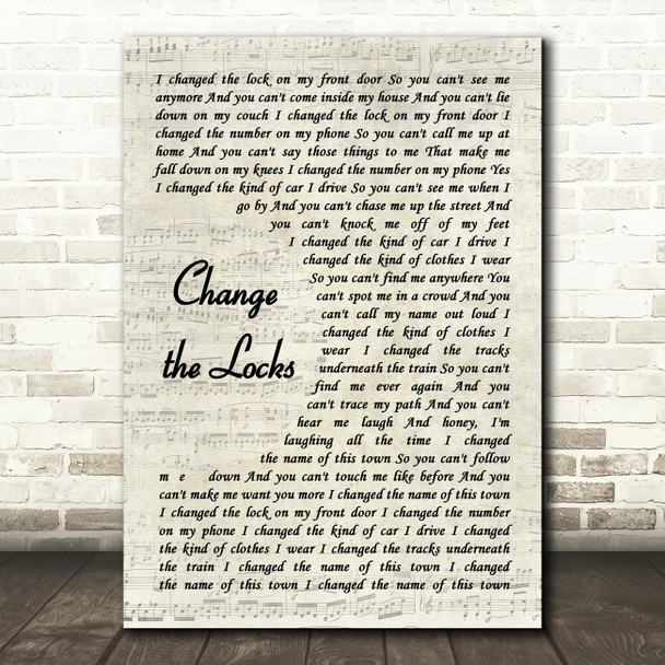 Tom Petty and the Heartbreakers Change the Locks Vintage Script Wall Art Gift Song Lyric Print