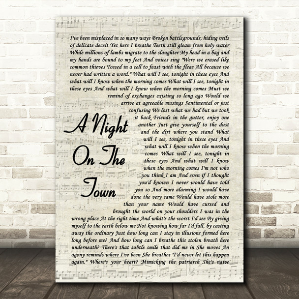 The Dear Hunter A Night on the Town Vintage Script Decorative Wall Art Gift Song Lyric Print