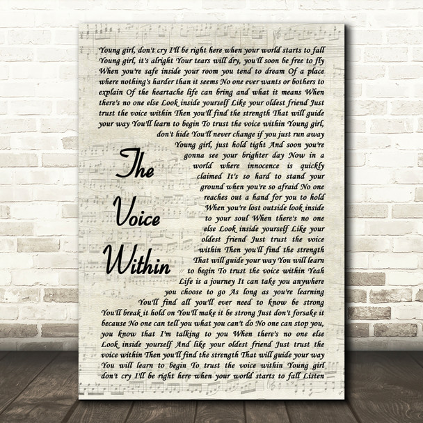 Christina Aguilera The Voice Within Vintage Script Decorative Wall Art Gift Song Lyric Print