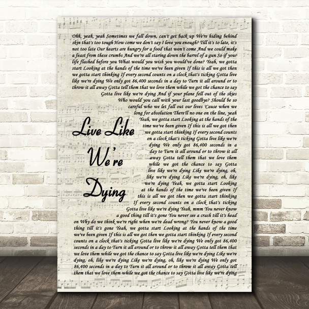 Kris Allen Live Like Were Dying Vintage Script Decorative Wall Art Gift Song Lyric Print
