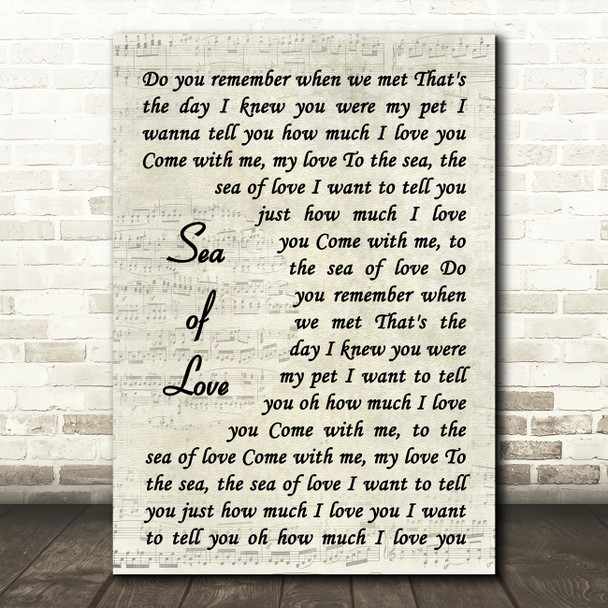 The Honeydrippers Sea of Love Vintage Script Decorative Wall Art Gift Song Lyric Print