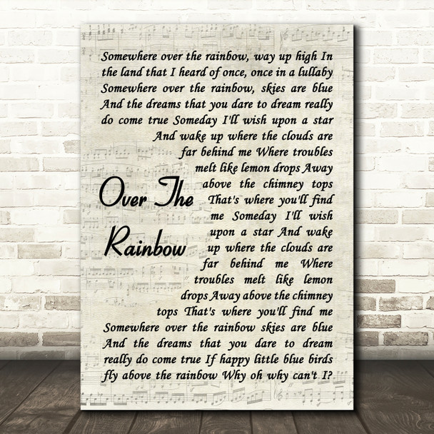 Eva Cassidy Over The Rainbow Vintage Script Decorative Wall Art Gift Song Lyric Print