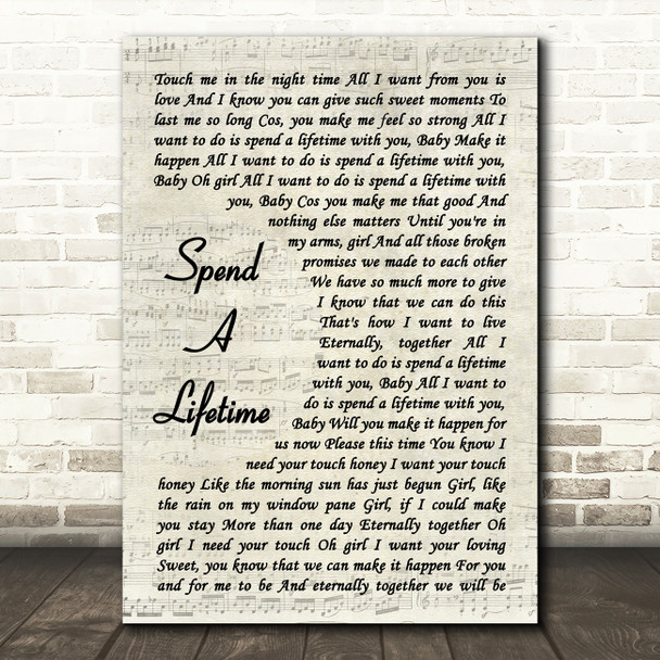 Jamiroquai Spend A Lifetime Vintage Script Decorative Wall Art Gift Song Lyric Print