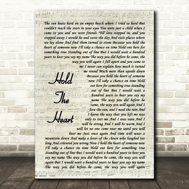 Big Country Hold The Heart Vintage Script Decorative Wall Art Gift Song Lyric Print