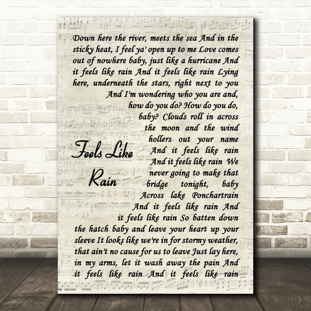 Buddy Guy Feels Like Rain Vintage Script Decorative Wall Art Gift Song Lyric Print