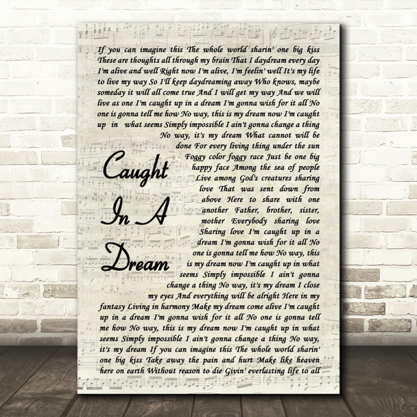 Tesla Caught In A Dream Vintage Script Decorative Wall Art Gift Song Lyric Print