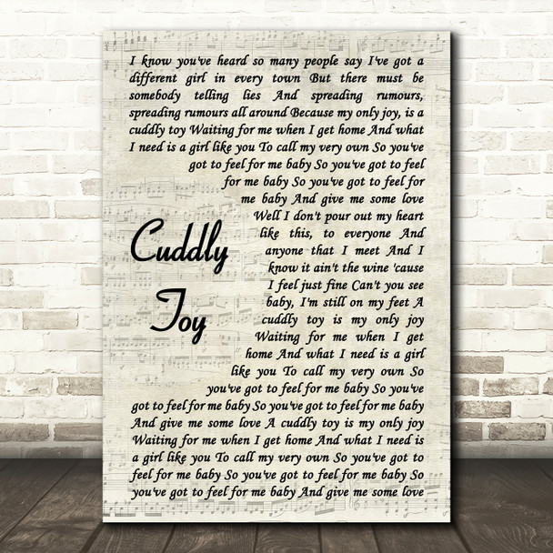 Roachford Cuddly Toy Vintage Script Decorative Wall Art Gift Song Lyric Print