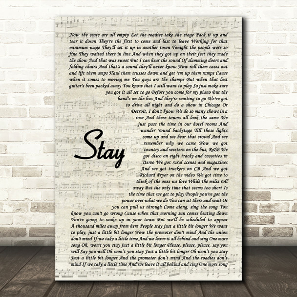 Jackson Browne Stay Vintage Script Decorative Wall Art Gift Song Lyric Print