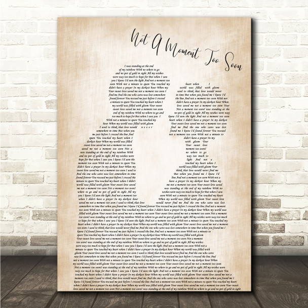 Tim McGraw Not A Moment Too Soon Man & Lady Song Lyric Print
