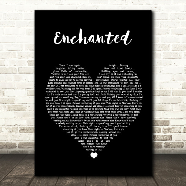 Taylor Swift Enchanted Black Heart Song Lyric Quote Print
