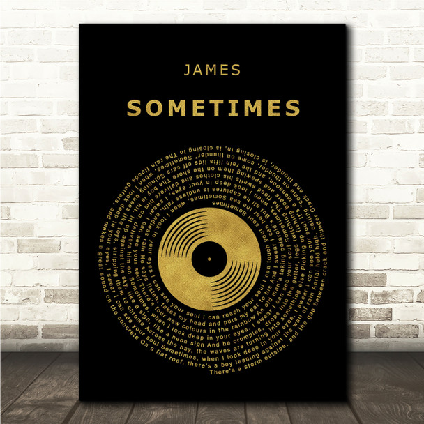 James Sometimes Black & Gold Vinyl Record Song Lyric Print