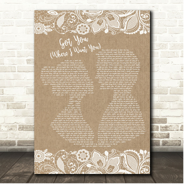 The Flys Got You (Where I Want You) Burlap & Lace Song Lyric Print