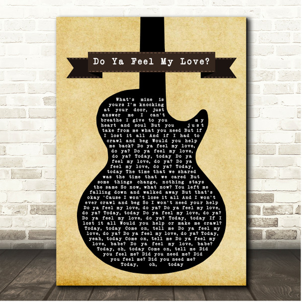 Stereophonics Do Ya Feel My Love Black Guitar Song Lyric Print