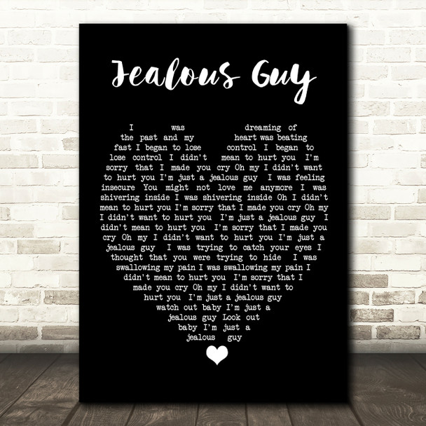 Jealous Guy John Lennon Black Heart Quote Song Lyric Print