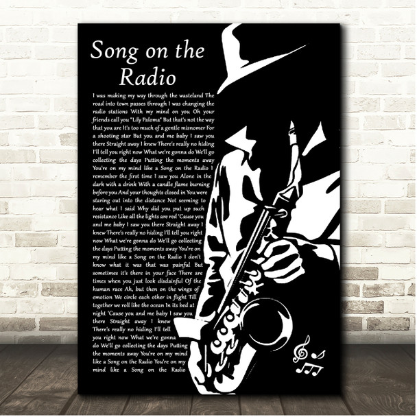 Al Stewart Song on the Radio Saxophone Player Song Lyric Print