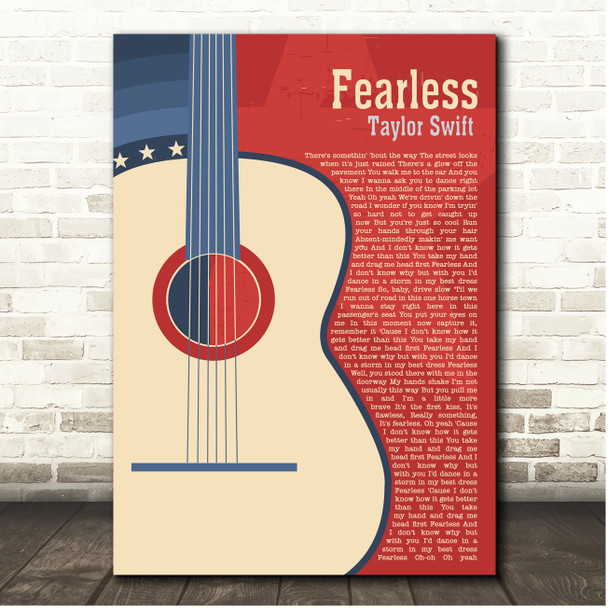 Taylor Swift Fearless Country Western Guitar Song Lyric Print