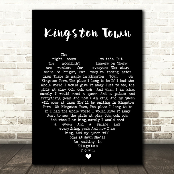 Kingston Town UB40 Black Heart Quote Song Lyric Print