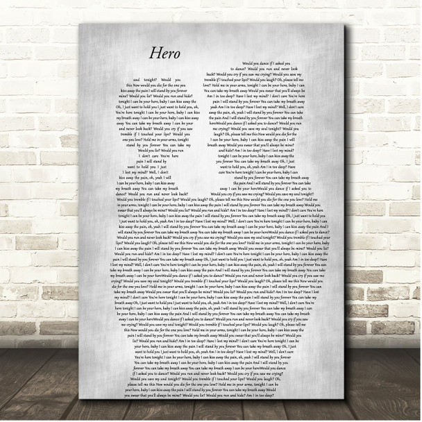 Enrique Iglesias Hero Father & Child Grey Song Lyric Print