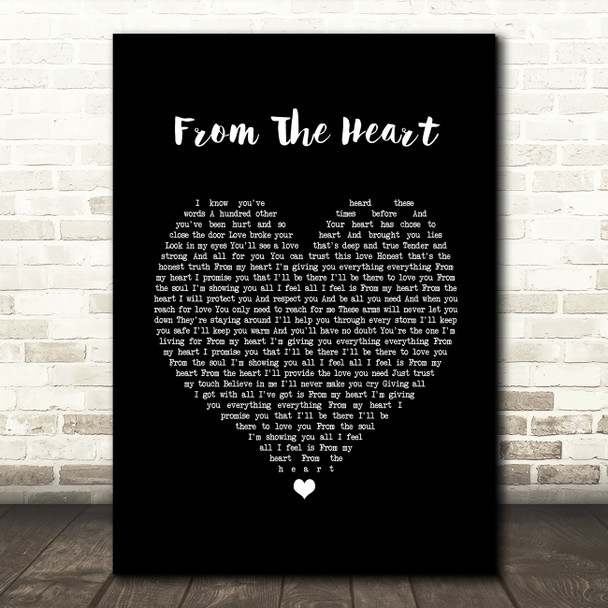 Another Level From The Heart Black Heart Song Lyric Print