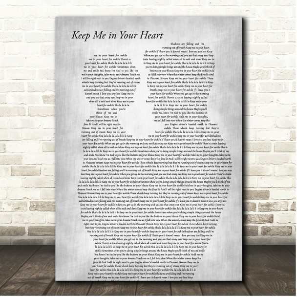 Warren Zevon Keep Me In Your Heart Father & Child Grey Song Lyric Print