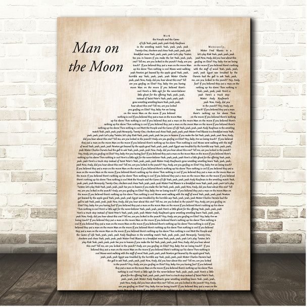 R.E.M. Man on the Moon Father & Baby Song Lyric Print