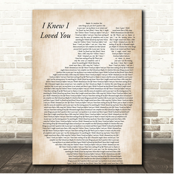 Savage Garden I Knew I Loved You Father & Baby Song Lyric Print