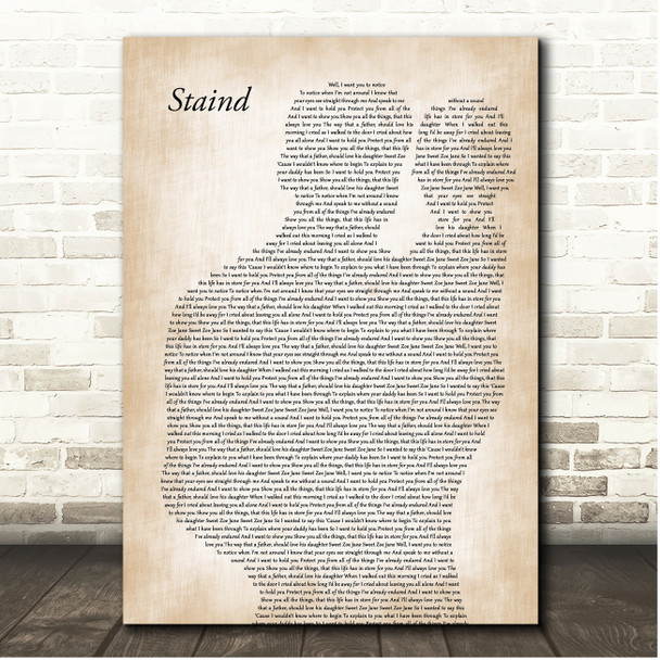 Staind Zoe Jane Father & Baby Song Lyric Print