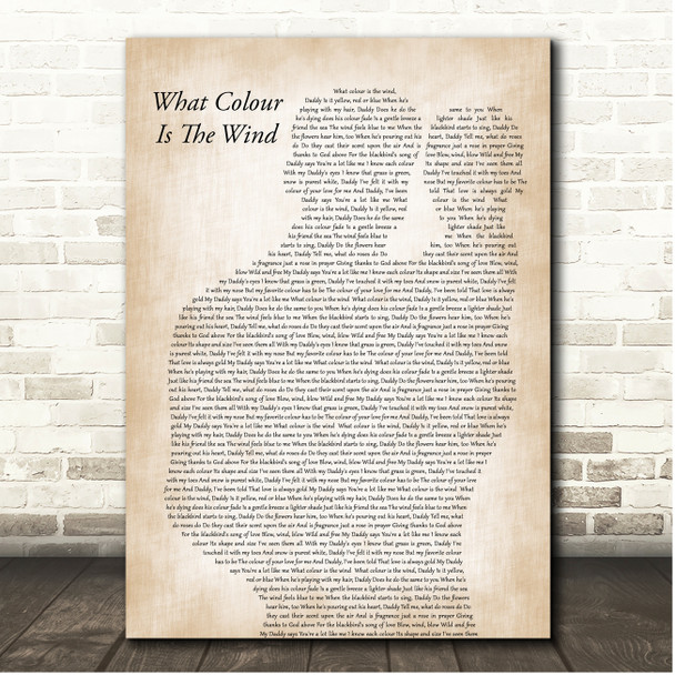 Charlie Landsborough What Colour Is The Wind Father & Baby Song Lyric Print