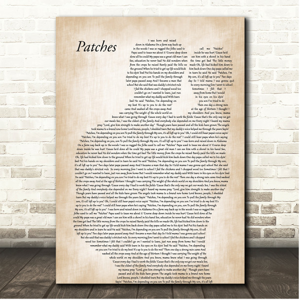 Clarence Carter Patches Father & Baby Song Lyric Print